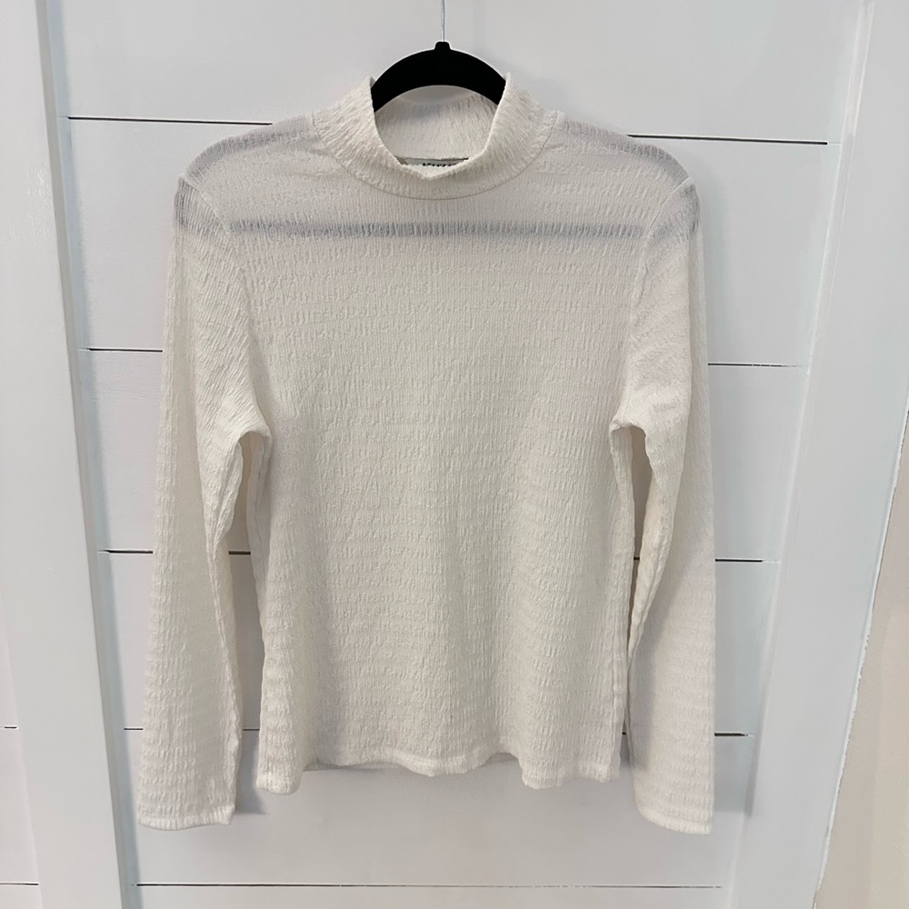 STANDARD SURPLUS XL Recycled polyester white texture mock neck long sleeve tunic